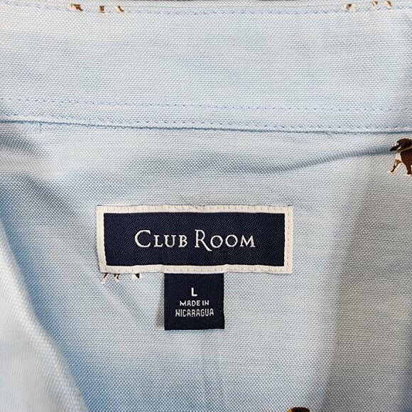 Club Room Mens Shirt Large Blue Dogs Bulldog Novelty Long Sleeve Button Up NEW - Picture 3 of 16